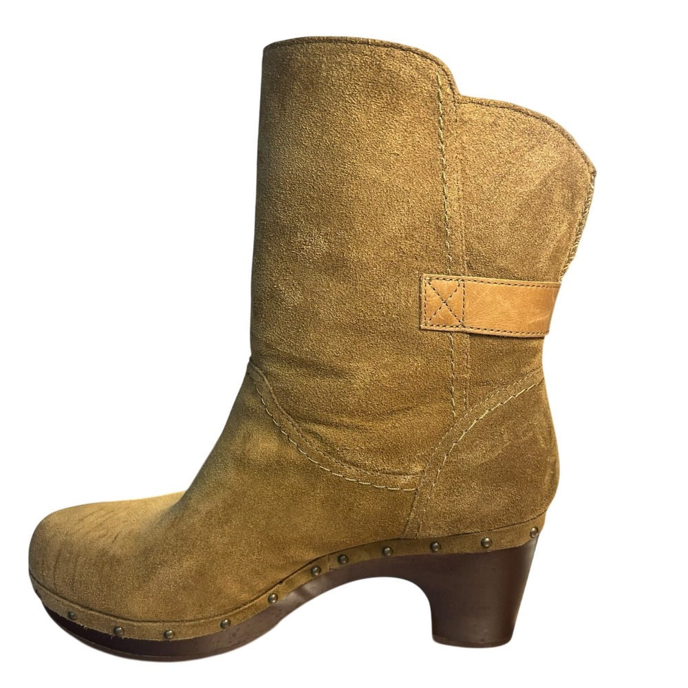 UGG Australia Abbie Chestnut Suede Clog Boots Studded Sheepskin Size 9 1003373